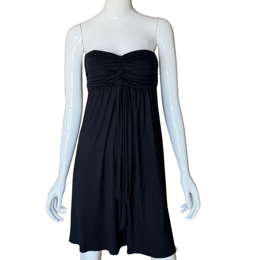 Express Black Braided Bandeau Top Knee Length Dress Smocked Back Size Medium - Picture 5 of 6